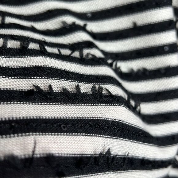 Talbots Woman Striped Sequin Top Short Sleeves Black - Ivory 2X - Picture 7 of 11